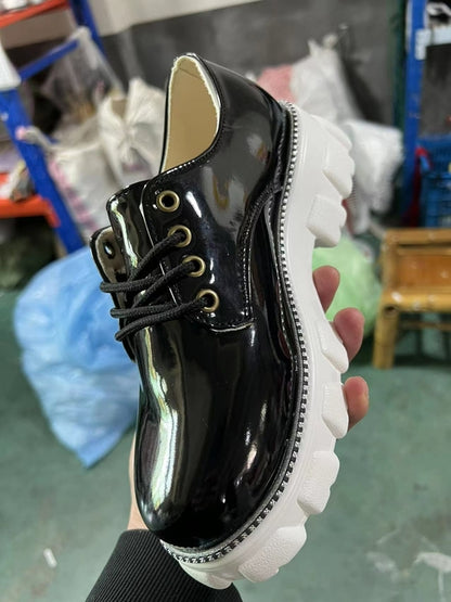 Platform Oxford Shoes – Women's Thick Heel Lace-Up Oxfords