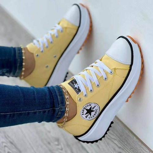 Canvas Sport Sneakers – Women's Lace-Up Athletic Trainers