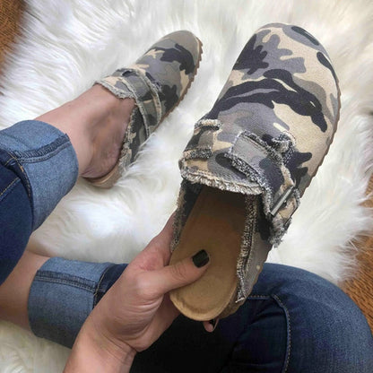 Vintage Canvas Loafers – Women's Round Toe Slip-On Clogs