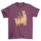 Sleeping Sloth Riding Llama Illustration T-shirt